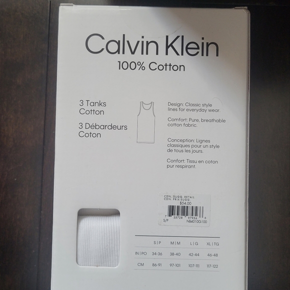 Calvin Klein Classic Fit Tank Top Size: S - Picture 2 of 2